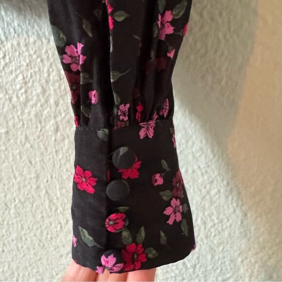 For Love & Lemons Pink & Black Isabella Ruched V Neck Top Size XS - Picture 8 of 8